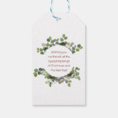 Personalisierter Happy Holidays Wasserfarbenkranz Geschenkanhänger (Rückseite)