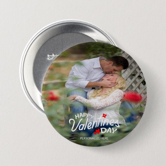 Personalisierter Happy Valentine Day Button (Vorne & Hinten)