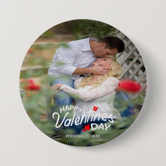 Personalisierter Happy Valentine Day Button (Vorderseite)
