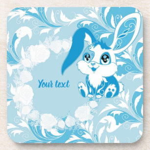 Personalisierter Hase Cute Blue Kawaii Getränkeuntersetzer