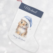 Personalisierter Hase in Blue Santa Kleiner Weihnachtsstrumpf