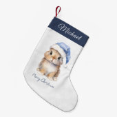 Personalisierter Hase in Blue Santa Kleiner Weihnachtsstrumpf (Vorderansicht (hängend))
