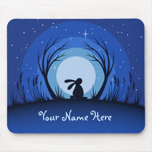 Personalisierter Hase, Kaninchen, Mondlicht-Silhou Mousepad (Vorne)
