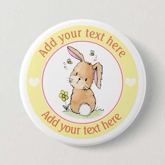 Personalisierter Hase und Bienen Button (Vorderseite)