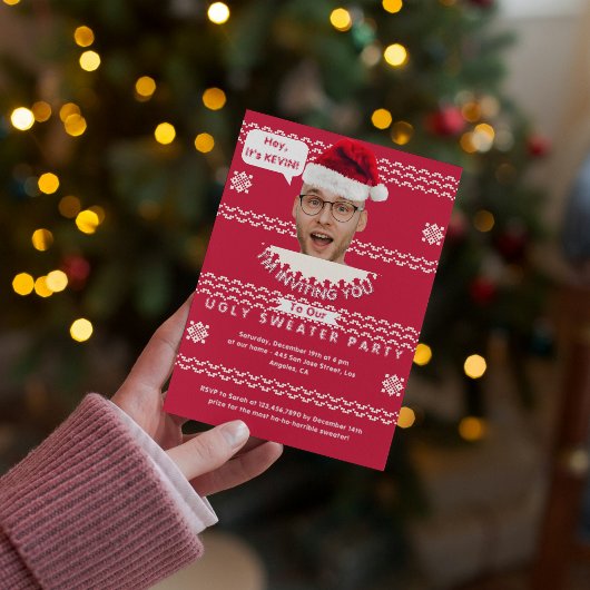 Personalisierter hässlicher Weihnachtspullover-Fei Einladung