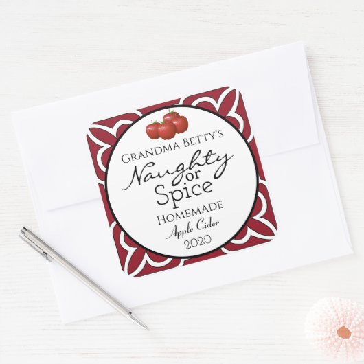 Personalisierter, hausgemachter Apfelwein Quadratischer Aufkleber (Umschlag)