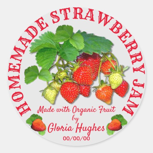Personalisierter, hausgemachter Strawberry-Konfekt Runder Aufkleber (Vorderseite)