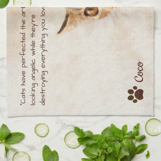 Personalisierter Hauskatze Katze Katze Foto Vorlag Geschirrtuch (Gefaltet)