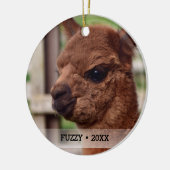 Personalisierter Haustier Alpaca Foto Name Weihnac Keramik Ornament (Links)