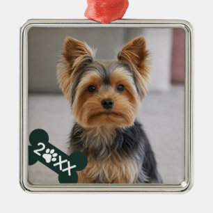 Personalisierter Haustier-Foto-Pfotenabdruck Ornament Aus Metall