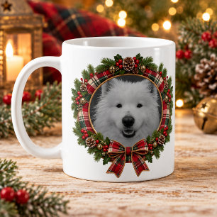 Personalisierter Haustier-Foto-Rustikal-Tartan-Wei Kaffeetasse