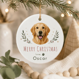 Personalisierter Haustier-Foto-Weihnachts-Schmuck Keramik Ornament