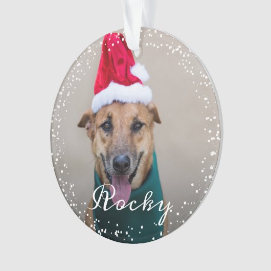 Personalisierter Haustier Hund Welpen Urlaub Foto Ornament (Vorderseite)