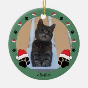 Personalisierter Haustier-Pfotenabdruck-Weihnachts Keramik Ornament