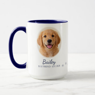 Personalisierter Haustier-Porträt-Foto-Becher Navy Tasse
