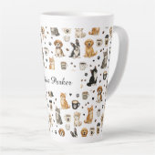 Personalisierter Haustier- und Kaffeepattern-Name Milchtasse (Rechte Ecke)