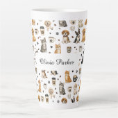 Personalisierter Haustier- und Kaffeepattern-Name Milchtasse (Vorderseite)