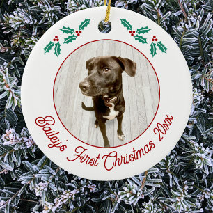 Personalisierter Haustier Welpen Hund Erstes Foto  Keramik Ornament