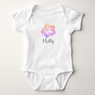 Personalisierter hawaiianischer Blume Hibiskus Pas Baby Strampler