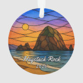 Personalisierter Haystack Rock Acryl-Schmuck, Cust Ornament (Rückseite)