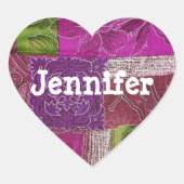 Personalisierter Heart Shaped Lila Quilt Sticker (Vorderseite)