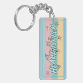 Personalisierter Heartstopfen farbenfroh Schlüsselanhänger (Vorderseite links)