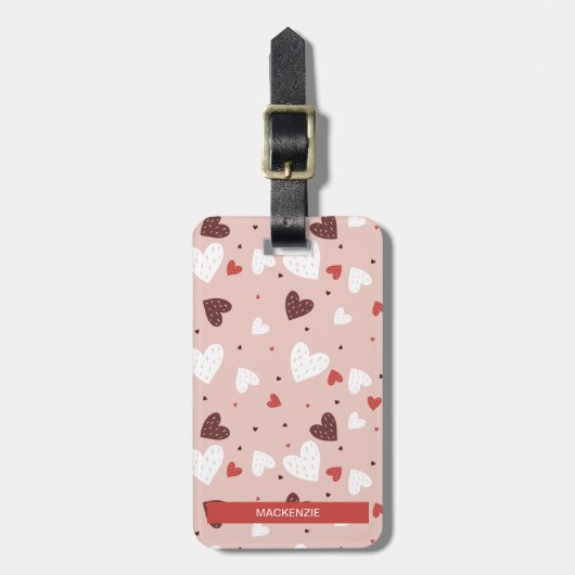 Personalisierter Heartstrings Muster Gepäckmarke Gepäckanhänger (Vorderseite vertikal)