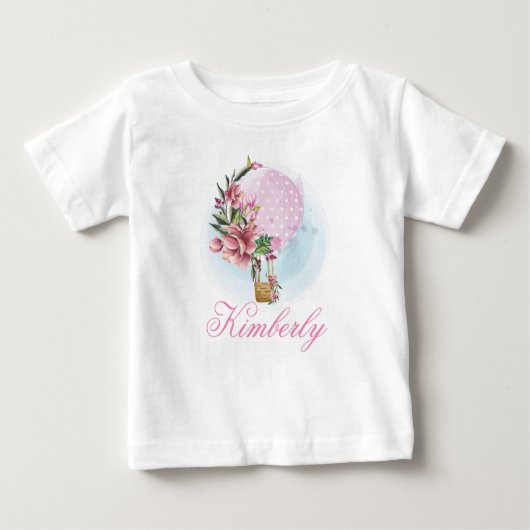 Personalisierter Heißluftballon Geburtstag Baby T-shirt (Vorderseite)