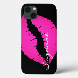 Personalisierter heißrosa Ombre-Lippenstift schwar Case-Mate iPhone Hülle