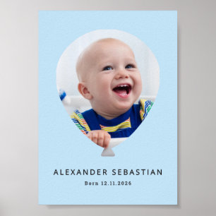 Personalisierter hellblauer Luftballon für Babyjun Poster