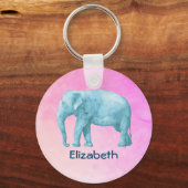 Personalisierter hellblauer Wasserfarbenelementar Schlüsselanhänger (Vorderseite)