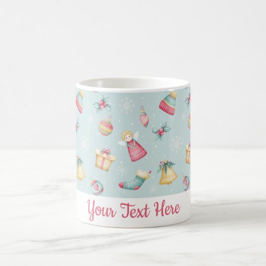 Personalisierter hellblauer Weihnachtsbecher Kaffeetasse (Mittel)
