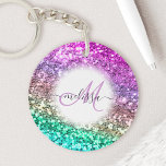 Personalisierter heller Glitzer Mermaid Monogram N Schlüsselanhänger<br><div class="desc">Dieser wunderschöne funkelnd Imitat Glitzer mit doppelseitigem Acryl-Schlüsselanhänger personalisiert ihn einfach mit dem eigenen handgeschriebenen Skriptmonogramm und Namen.</div>