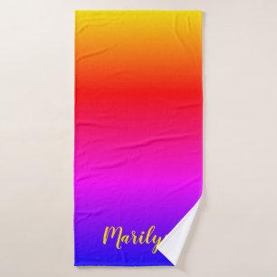 Personalisierter Helles Regenbogen Ombre Badehandtuch