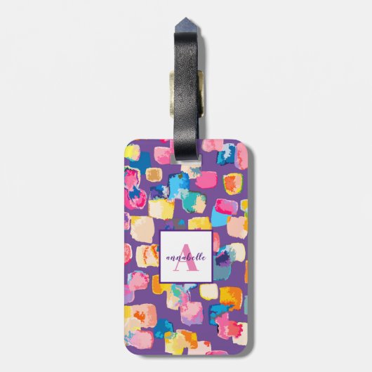 Personalisierter, hellfarbener Abstrakter Name Gepäckanhänger (Rückseite vertikal)
