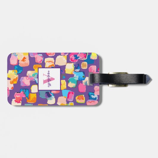 Personalisierter, hellfarbener Abstrakter Name Gepäckanhänger (Rückseite horizontal)