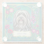 Personalisierter hellgrauer Lhasa Apso Glasunterse Glasuntersetzer (Rückseite)