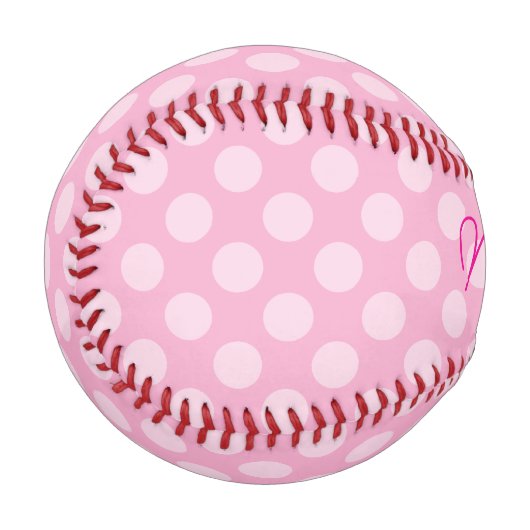 Personalisierter hellrosa Polka Dot Baseball (Vorderseite Links)