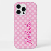 Personalisierter hellrosa Polka Dot iPhone Hülle (Rückseite)
