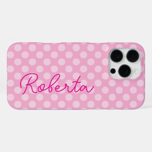 Personalisierter hellrosa Polka Dot iPhone Hülle (Rückseite (Horizontal))