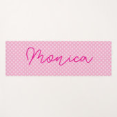Personalisierter hellrosa Polka Dot Yogamatte (Vorderseite (Horizontal))