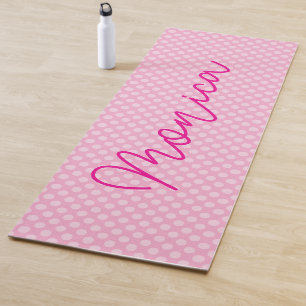 Personalisierter hellrosa Polka Dot Yogamatte
