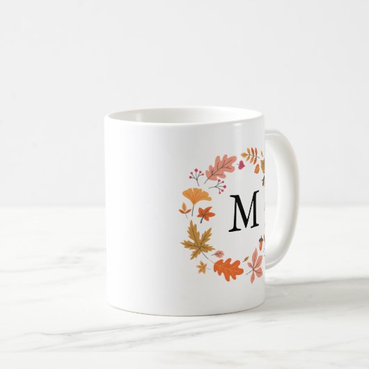 Personalisierter Herbst Herbst Mit Monogramm Kaffeetasse (VorderseiteRechts)
