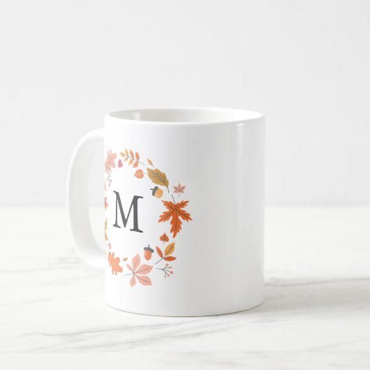 Personalisierter Herbst Herbst Mit Monogramm Kaffeetasse (Vorderseite Links)