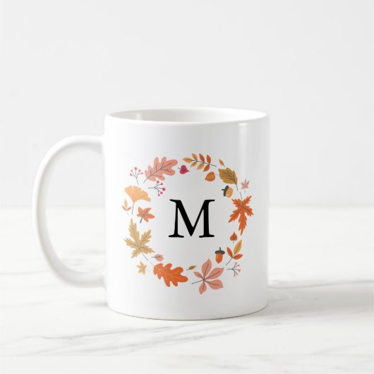 Personalisierter Herbst Herbst Mit Monogramm Kaffeetasse (Links)