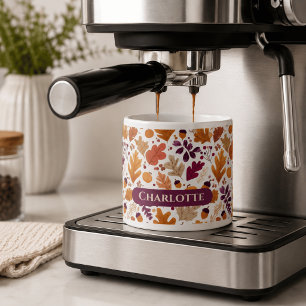 Personalisierter Herbst – Herbstblätter & Eicheln Espressotasse