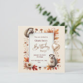 Personalisierter Herbst Igel Geburtstag Einladung (Stehend Vorderseite)