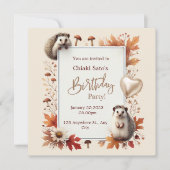 Personalisierter Herbst Igel Geburtstag Einladung (Vorderseite)