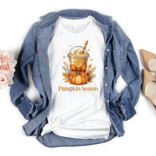 Personalisierter Herbst-Kürbis-Eiskaffee-Latte T-Shirt