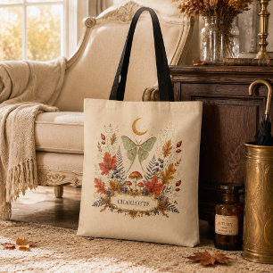 Personalisierter Herbst-Lunafalter-Hexen-Botanik-T Tasche